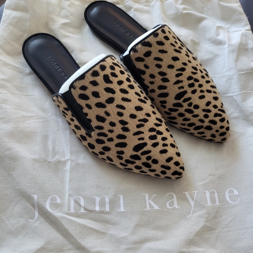 Jenni Kayne Leopard Print Mules - Black and Tan